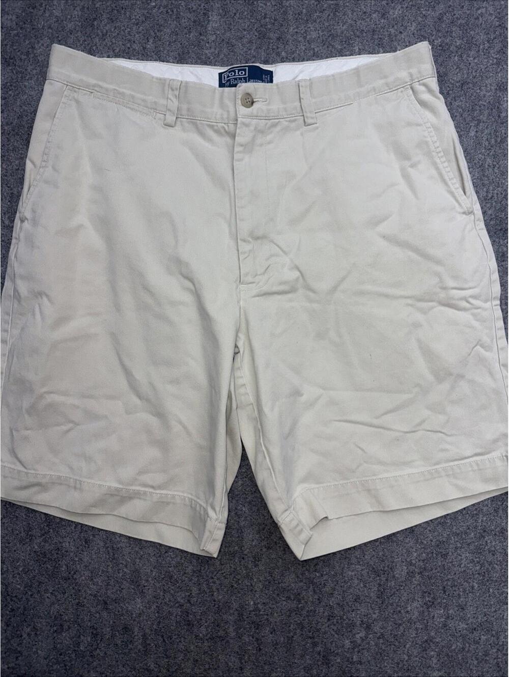 POLO RALPH LAUREN Shorts Mens 35 Prospect Classic Khaki Chino 9" Flat Cotton